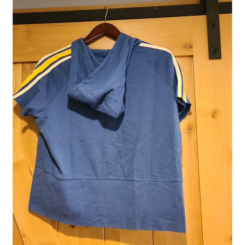 New! Vintage Enyce Womens Sz 1X Blue Gold Short Sleeve Full Zip Hoodie Y2K